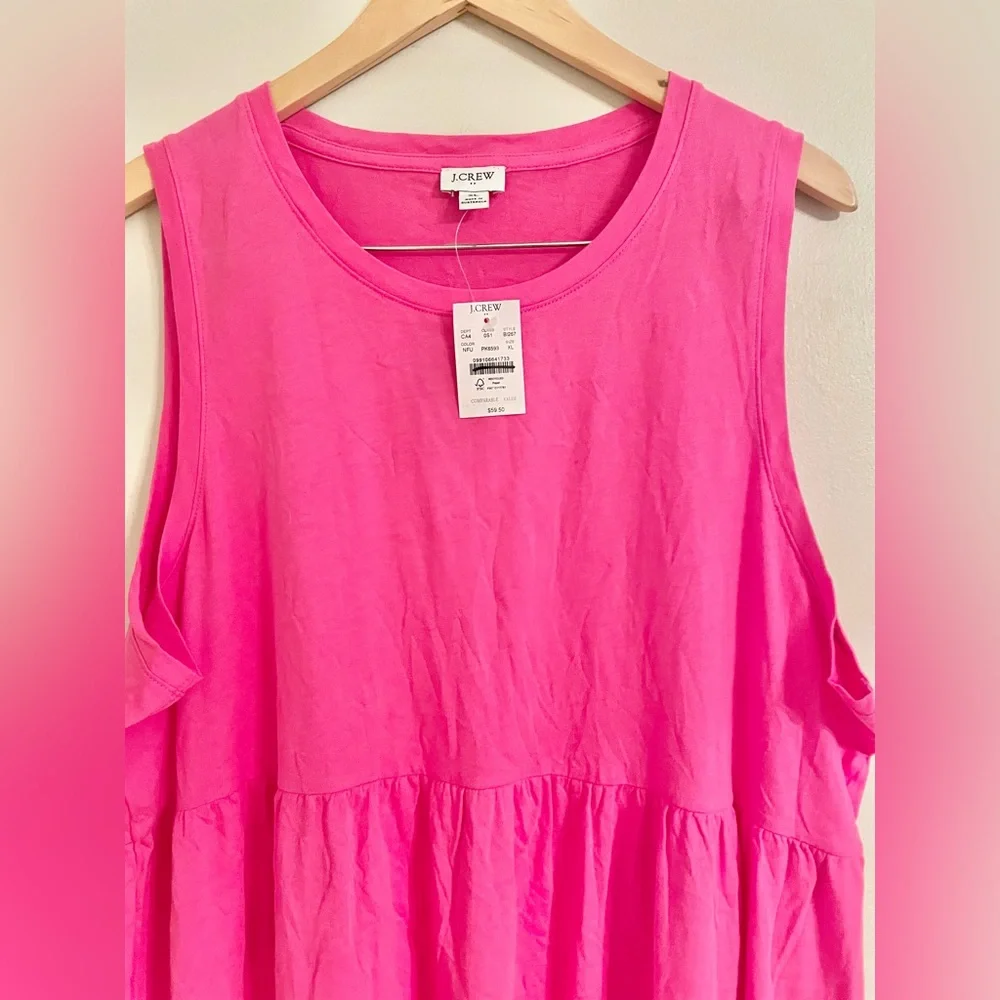 NWT- J. Crew Pink Sleeveless Tiered Mini Dress In Cotton Poplin Size XL - Picture 3 of 9